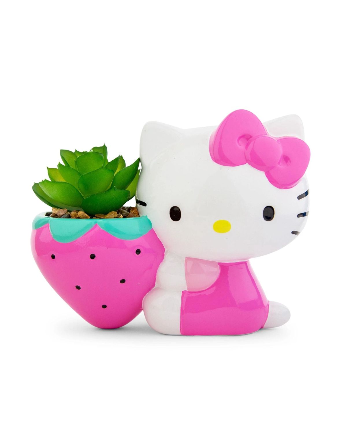 Hello Kitty Strawberry Ceramic Planter With Faux Plant