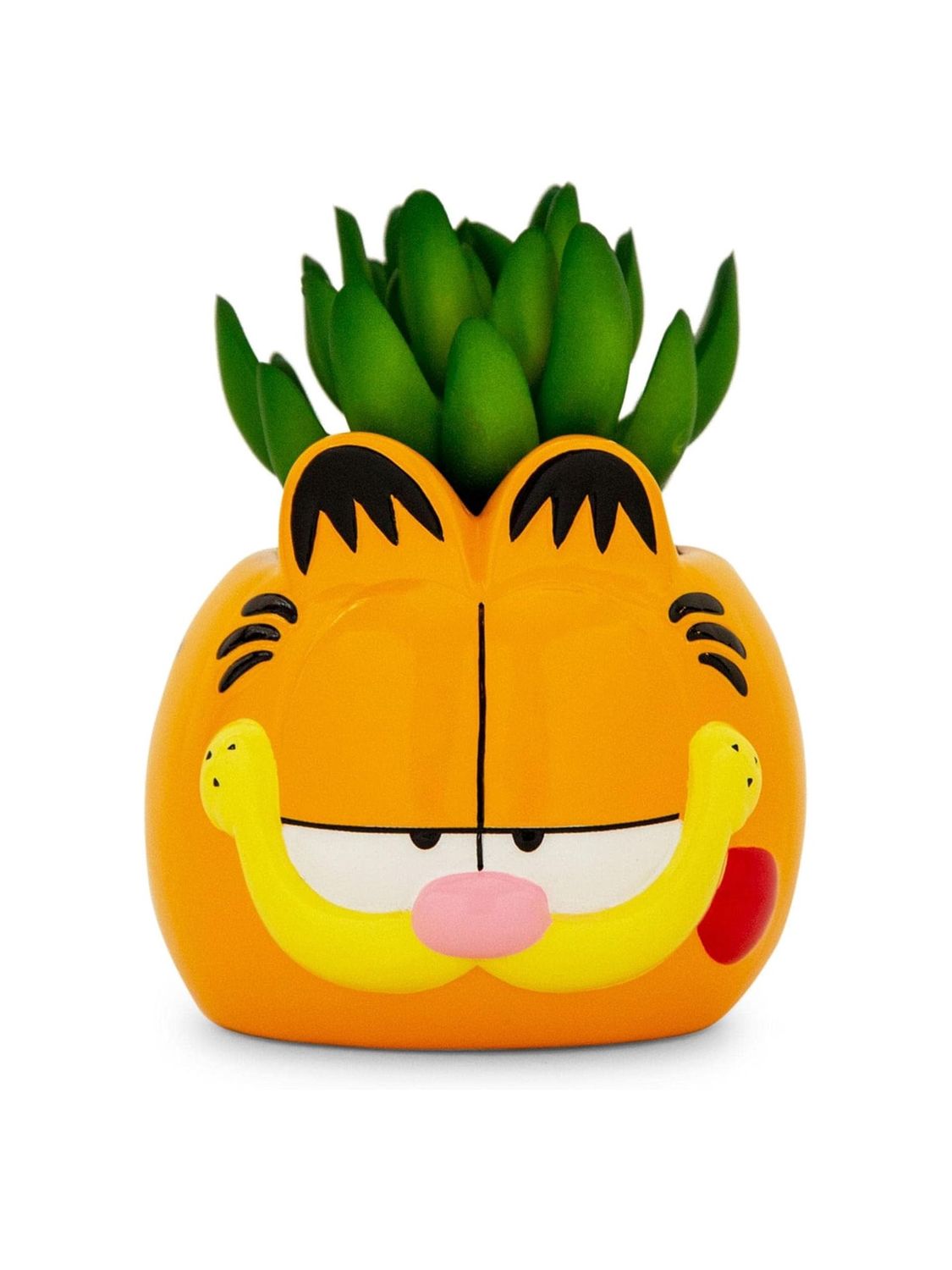 Garfield Head Mini Ceramic Planter With Faux Plant
