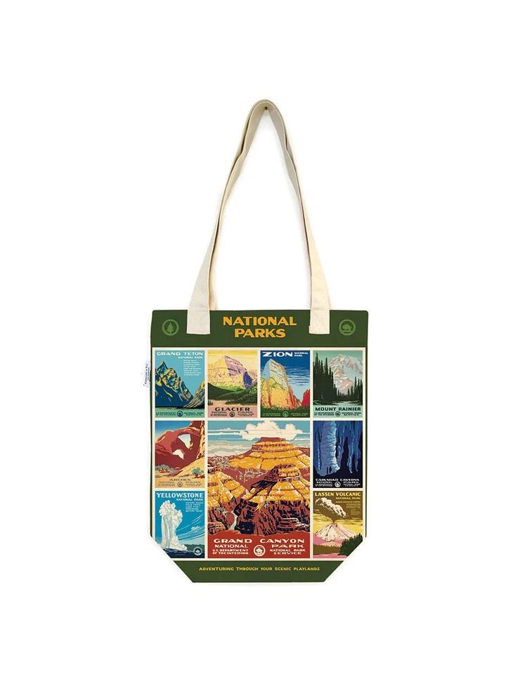 National Parks Poster Vintage Cotton Tote Bag
