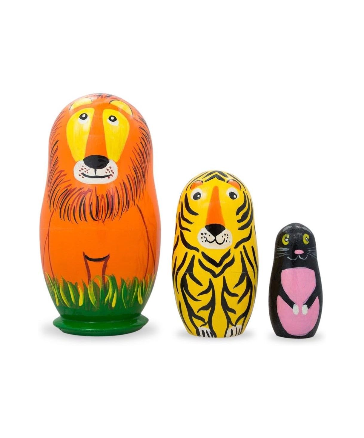 Lion, Tiger, And Puma Set Of 3 Nesting Dolls