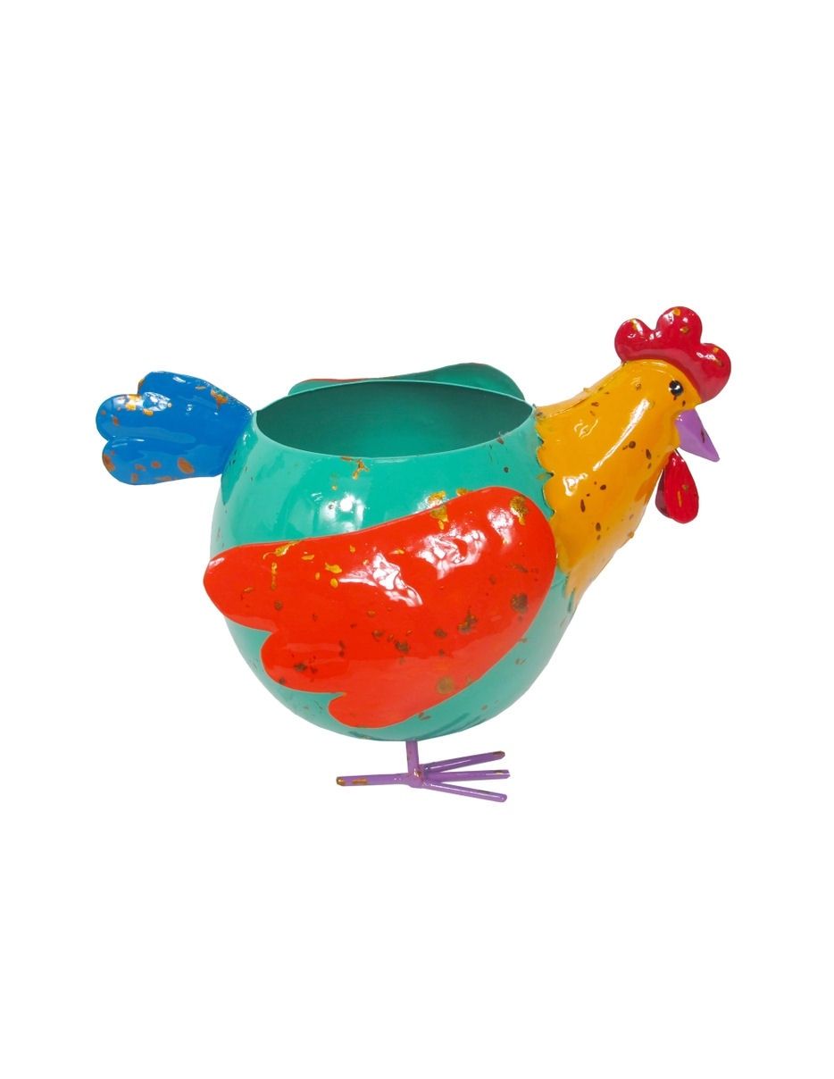 Painted And Enameled Mini Chicken Planter