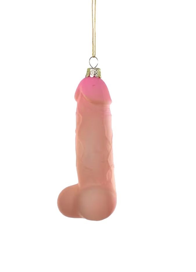 Erect Penis Glass Ornament, Color: Light Pink