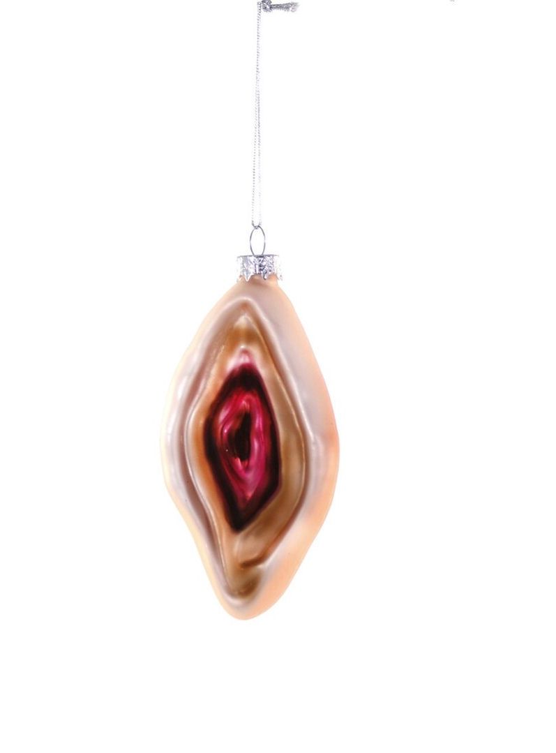 Vulva Glass Ornament, Color: Tan