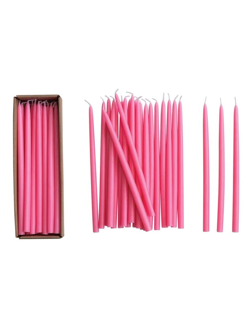 Set Of 24 Pink Taper Candles In A Box