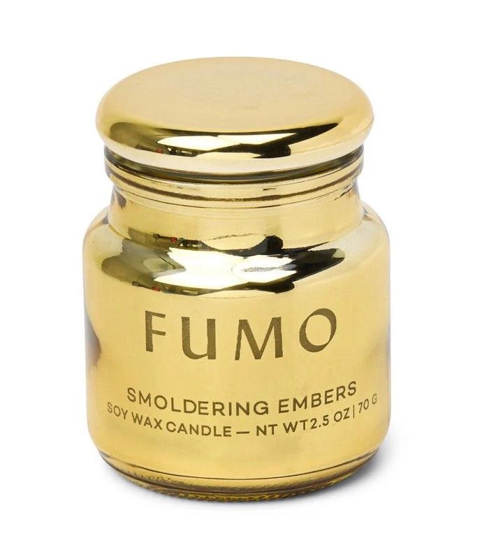 Etched Glass Gold Fumo Smoldering Embers 2.5oz Candle