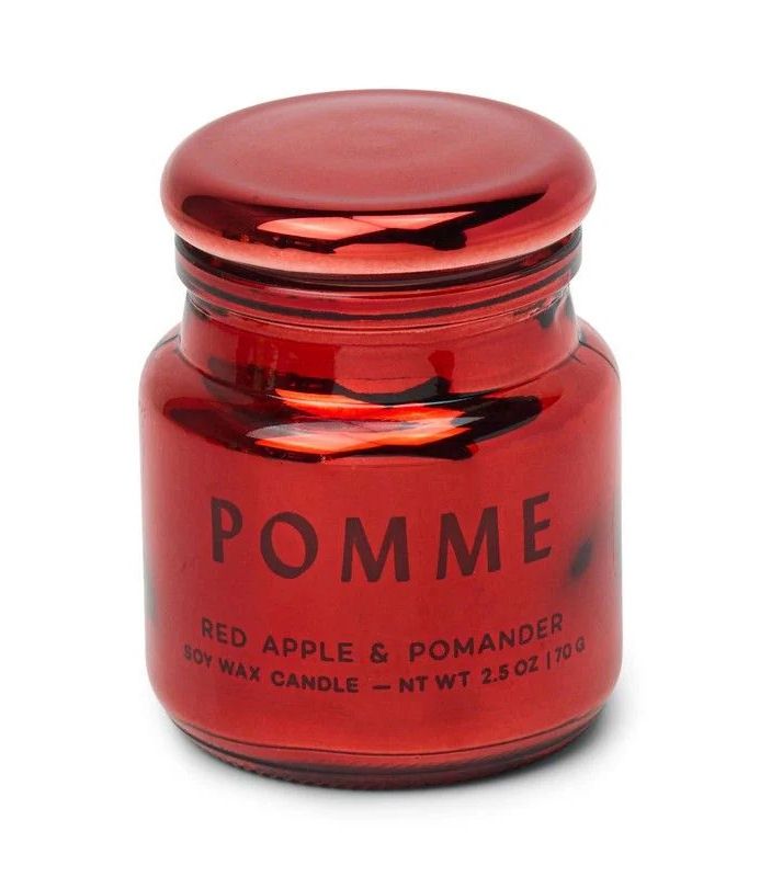 Etched Glass Red Pomme Red Apple And Pomander 2.5oz Candle