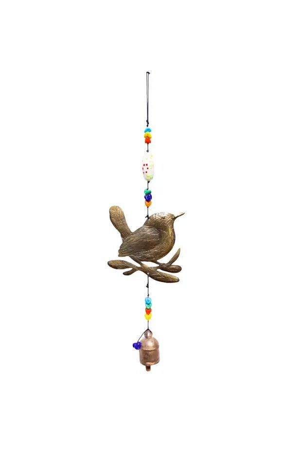 A Perched Bird Beads And Bell Chime