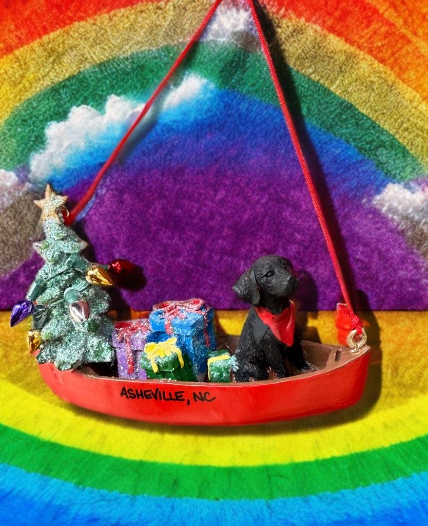 Asheville NC Dog In A Canoe Ornament