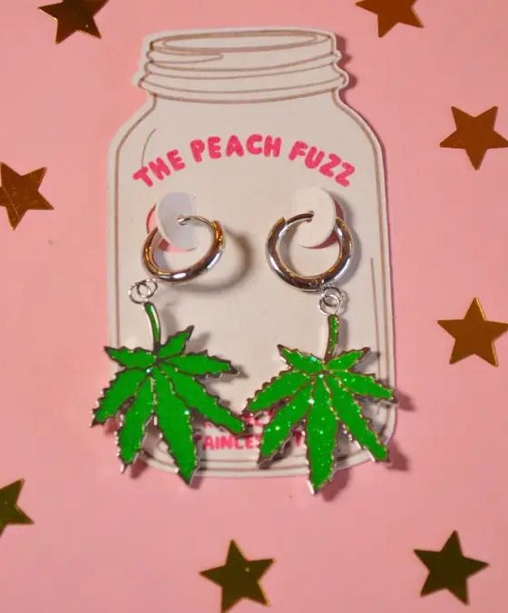 Pot Leaf Glitter Earrings