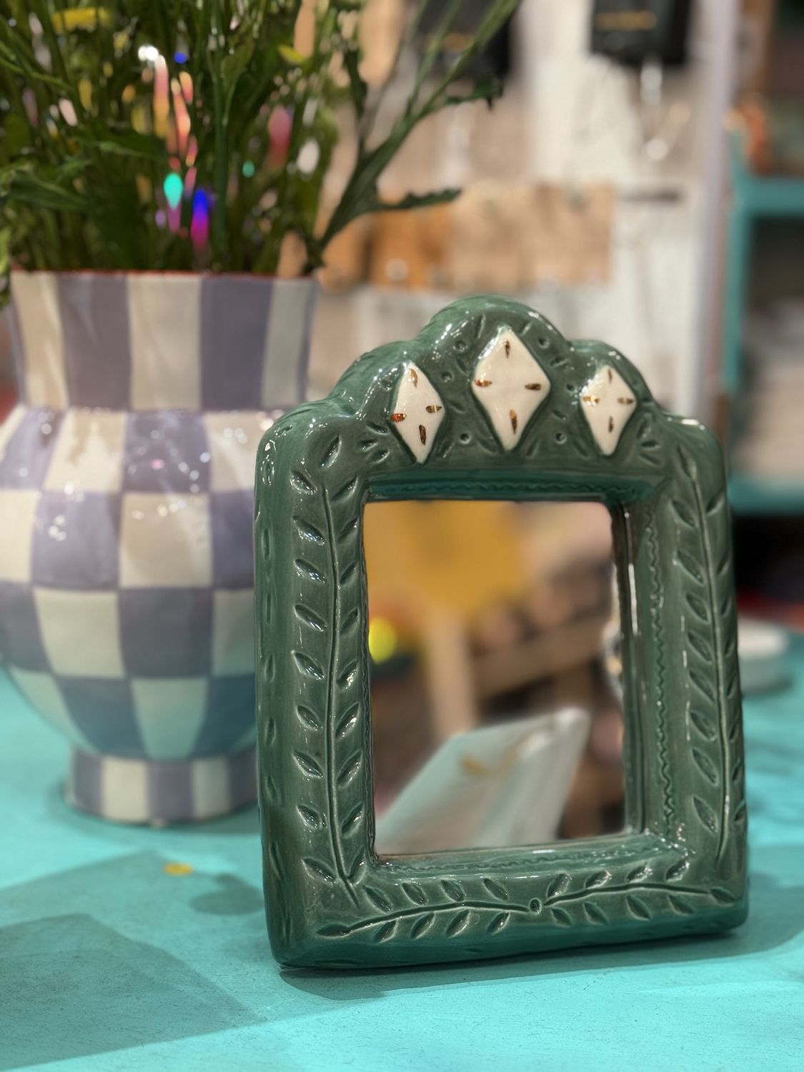 Sage Green Stoneware Mirror