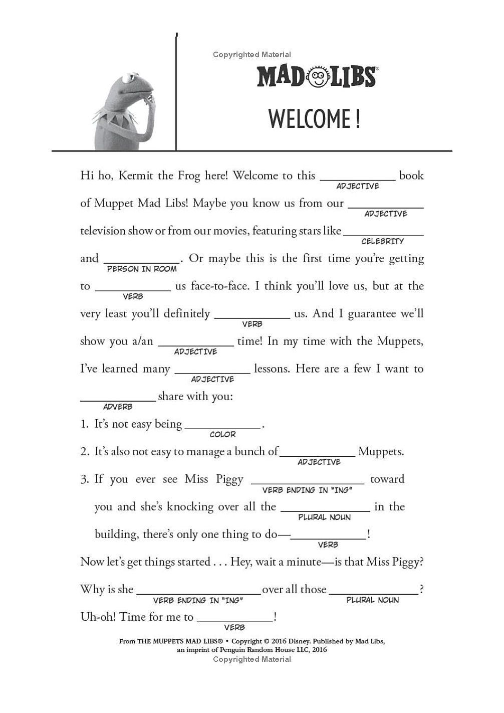The Muppets Mad Libs Paperback Book