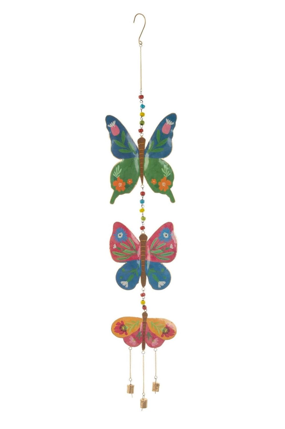 Three Botanical Butterflies Metal Folk Chime