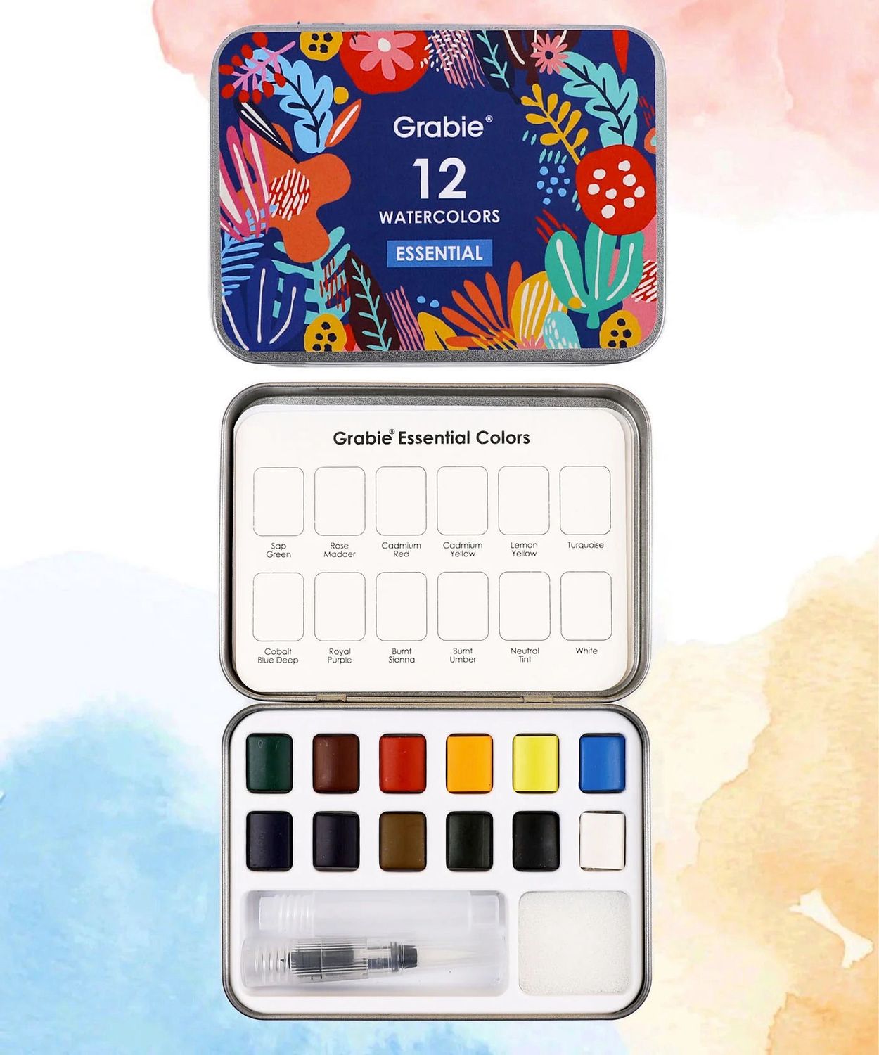 Essential Colors Watercolor Pocket Set Of 12 With Brush