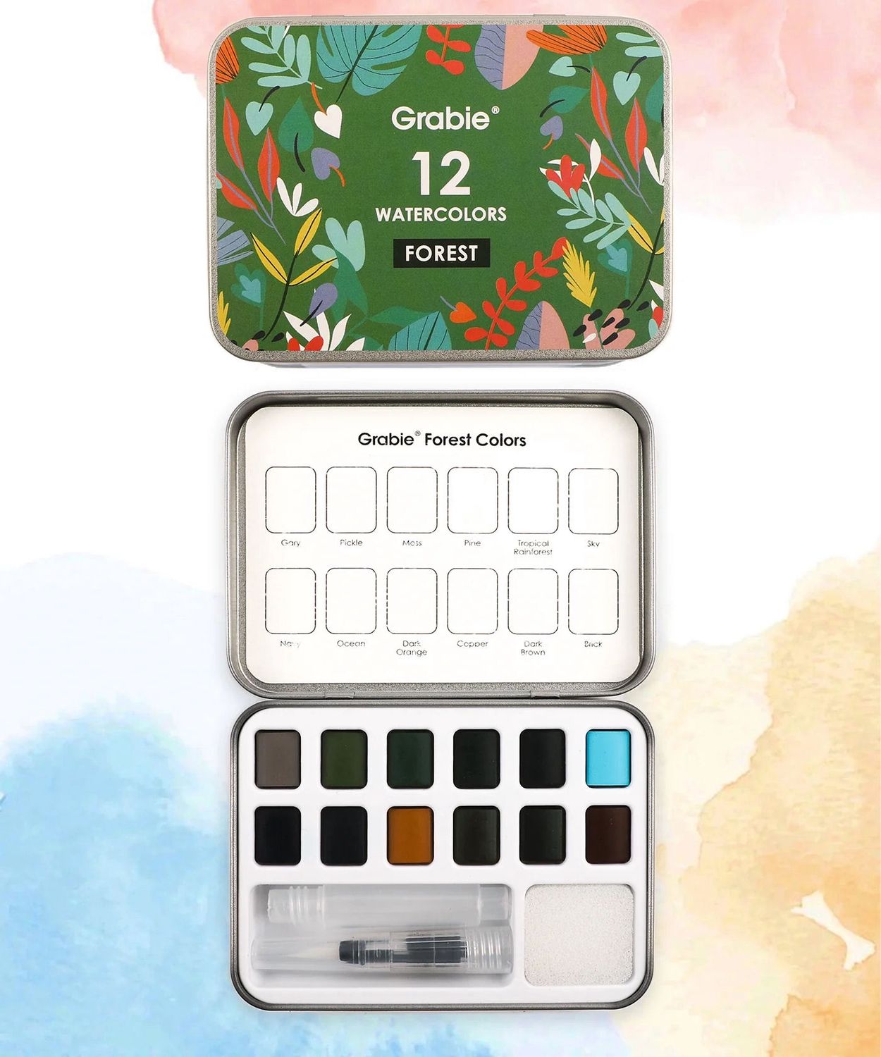 Forest Colors Watercolor Pocket Set Of 12 With Brush