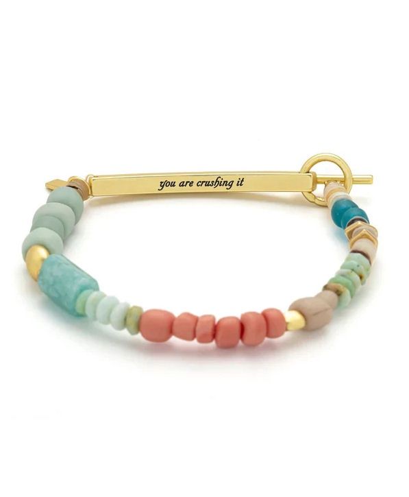 Hidden Message You Are Crushing It Amazonite Gold Bracelet