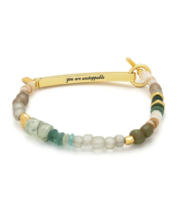 Hidden Message You Are Unstoppable Chiltonite Gold Bracelet