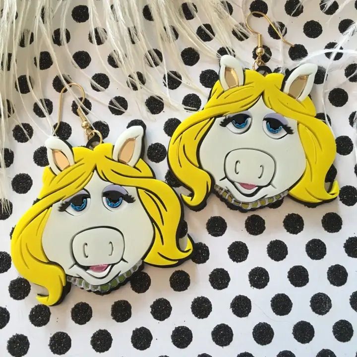 Miss Piggy Acrylic Earrings