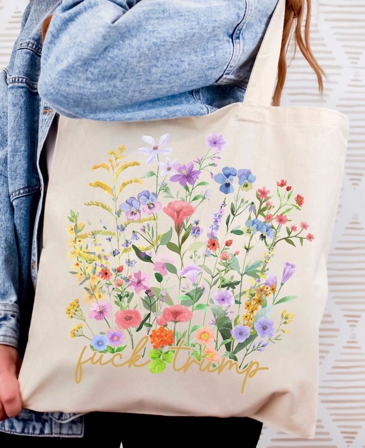 Fuck Trump Floral Tote Bag