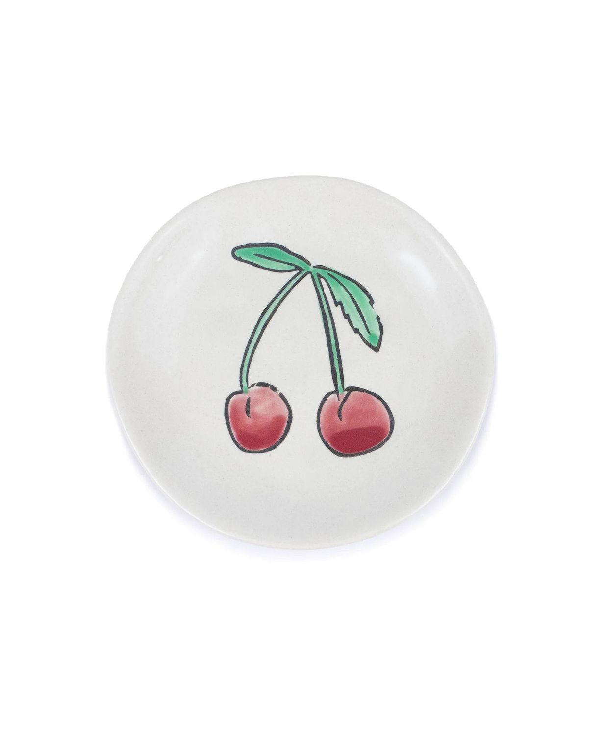 Cherry Stoneware Footed Plate With Wax Relief Design