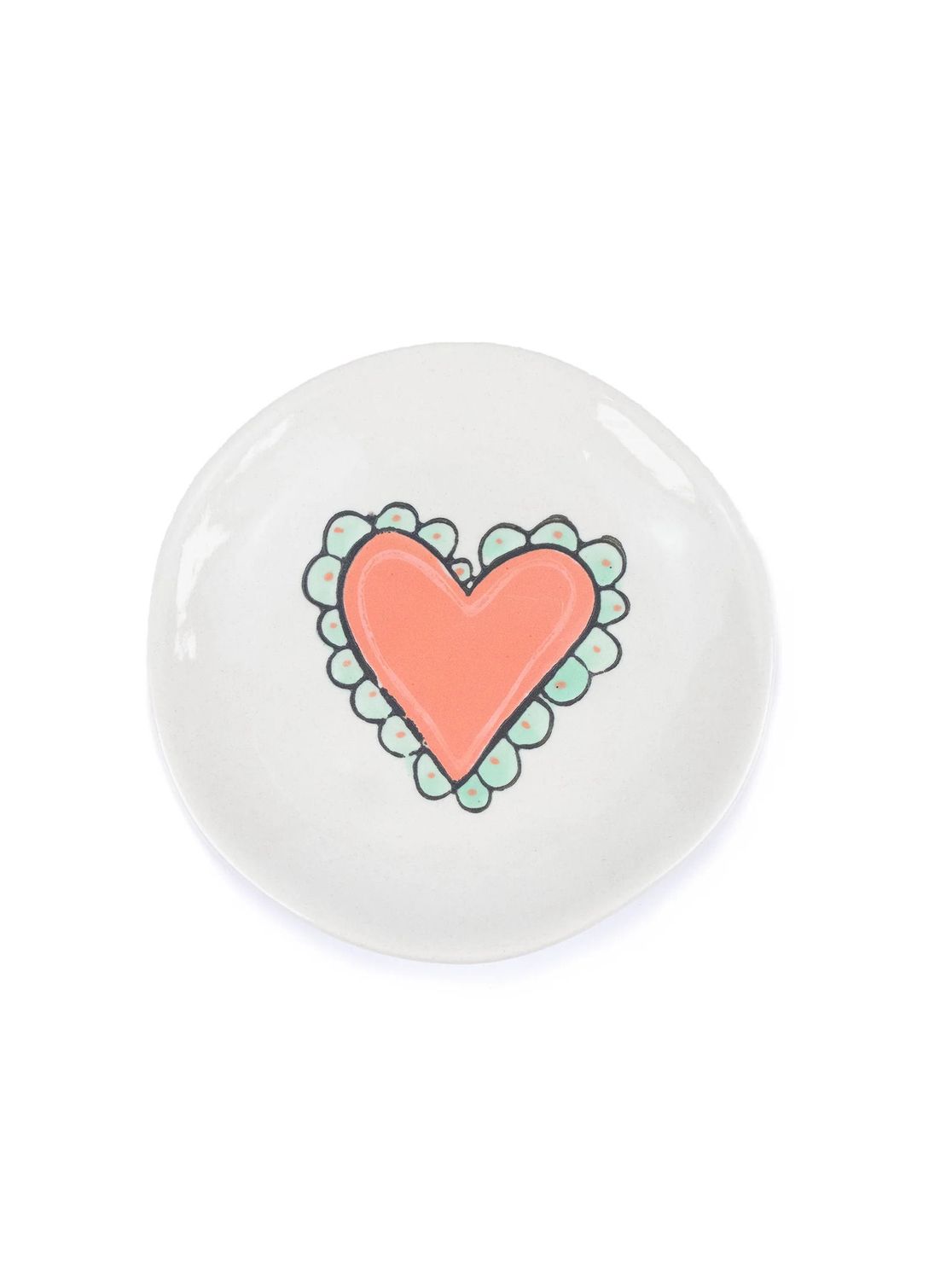 Heart Stoneware Footed Plate With Wax Relief Design