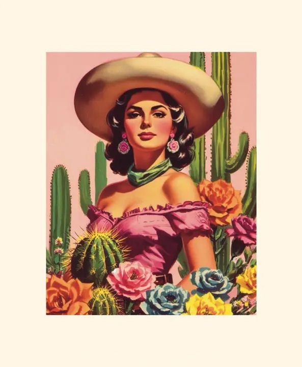 Latina Cowgirl Retro Western 8x10 Print