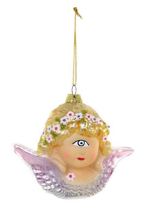 One Eyed Cherub Glass Ornament, Color: Blonde