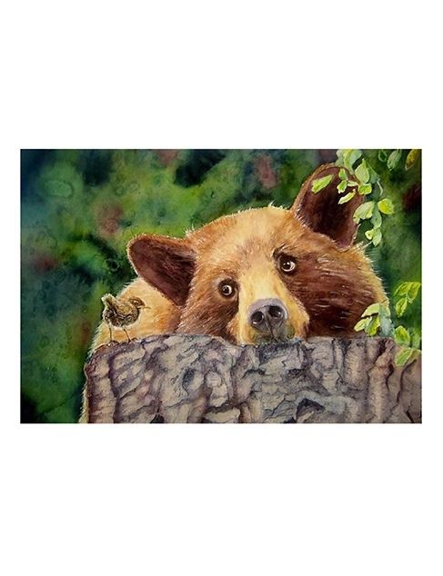 Curiosity Bear And Bird Card