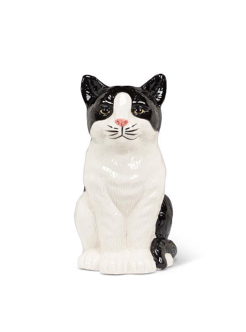Sitting Black And White Cat Vase