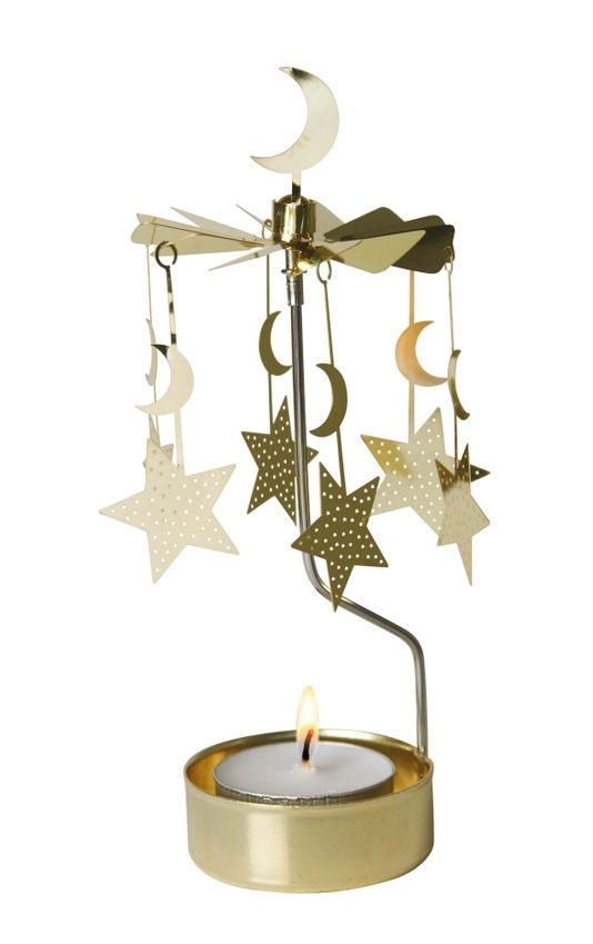 Gold Moon And Stars Rotary Candleholder