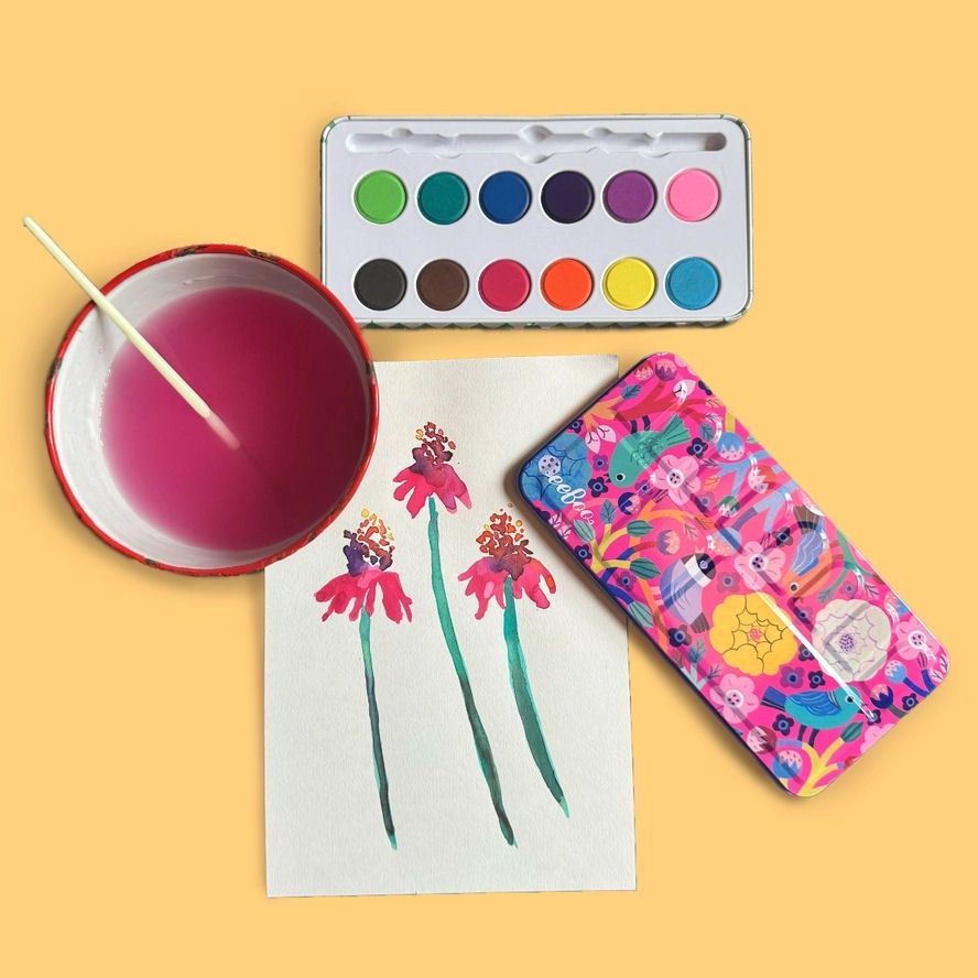 Birds And Flowers Watercolor Tin