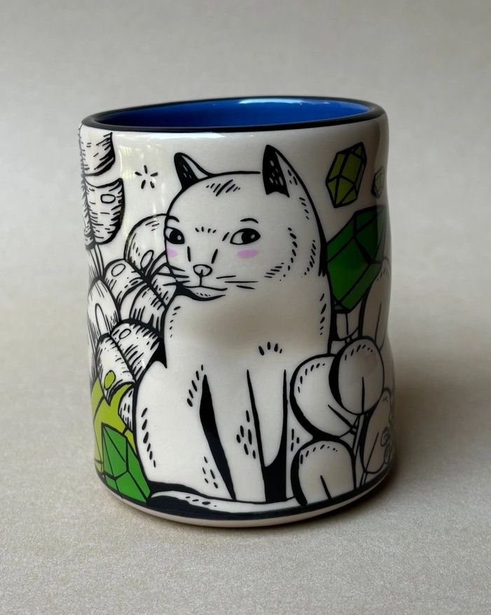 Lucky Cat And Houseplant Large Cup