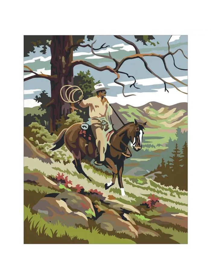 Paint By Number Cowboy On A Slope Magnet