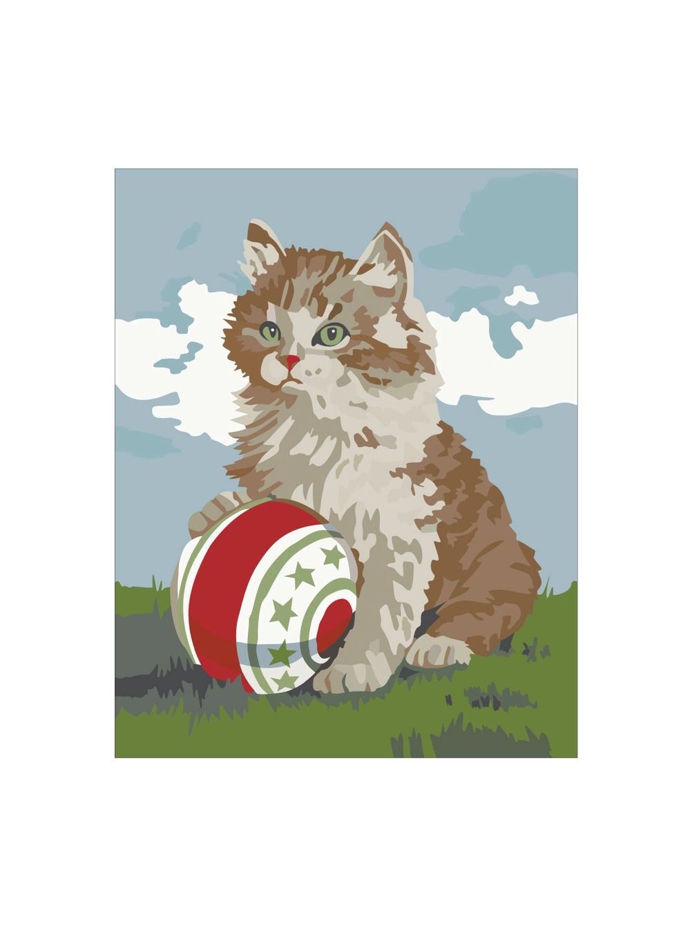 Paint By Number Style Cat And Ball Magnet