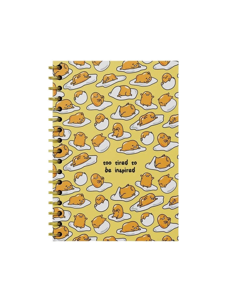 Gudetama Lazy Egg Too Tired To Be Inspired Spiral Journal Notebook
