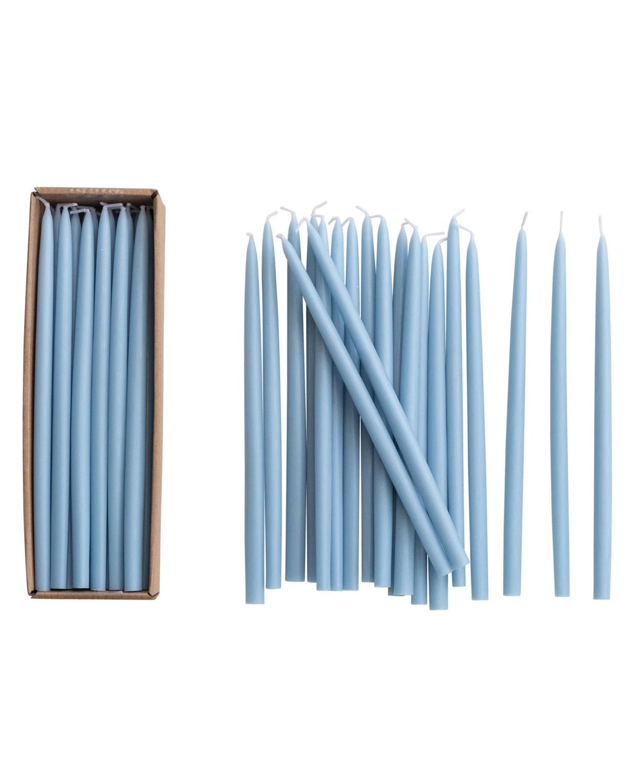 Set Of 24 Light Blue Taper Candles In A Box