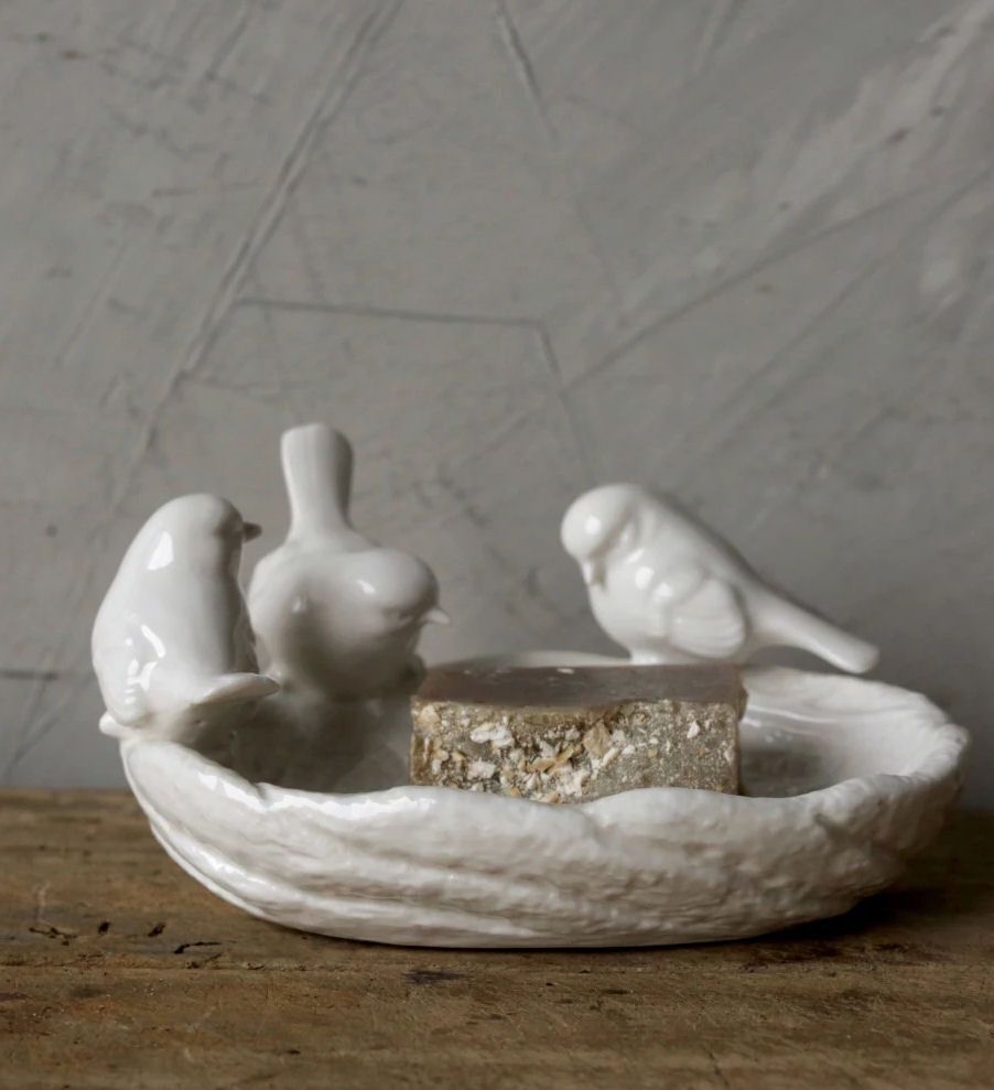 Ceramic Leaf Dish With Three Birds