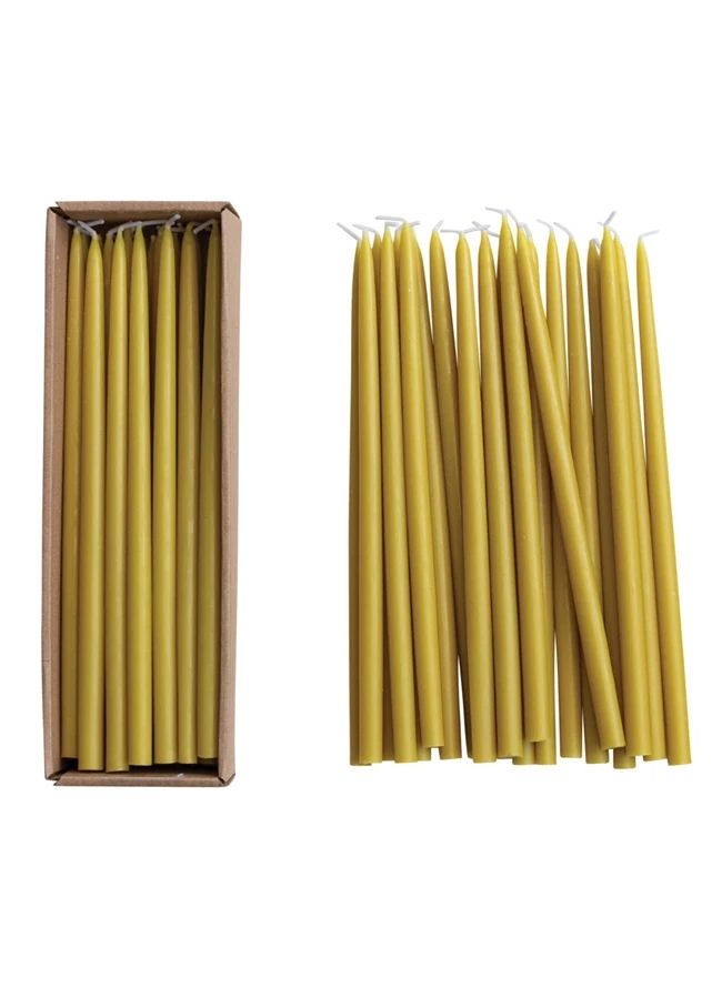 Set Of 24 Chartreuse Taper Candles In A Box