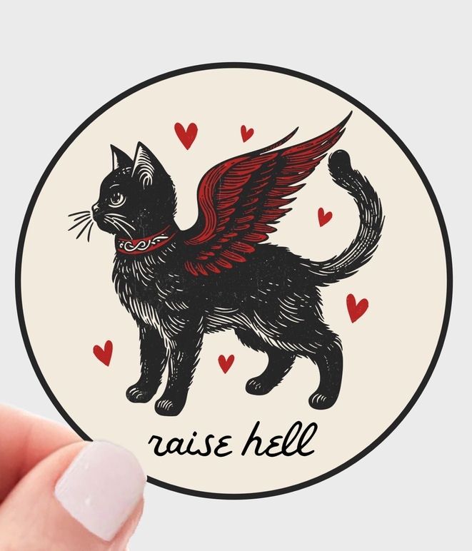 Raise Hell Cat Sticker