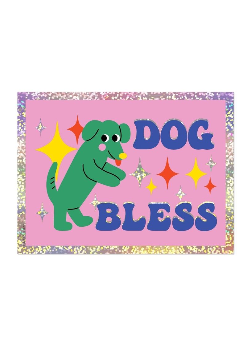 Dog Bless Glitter Sticker