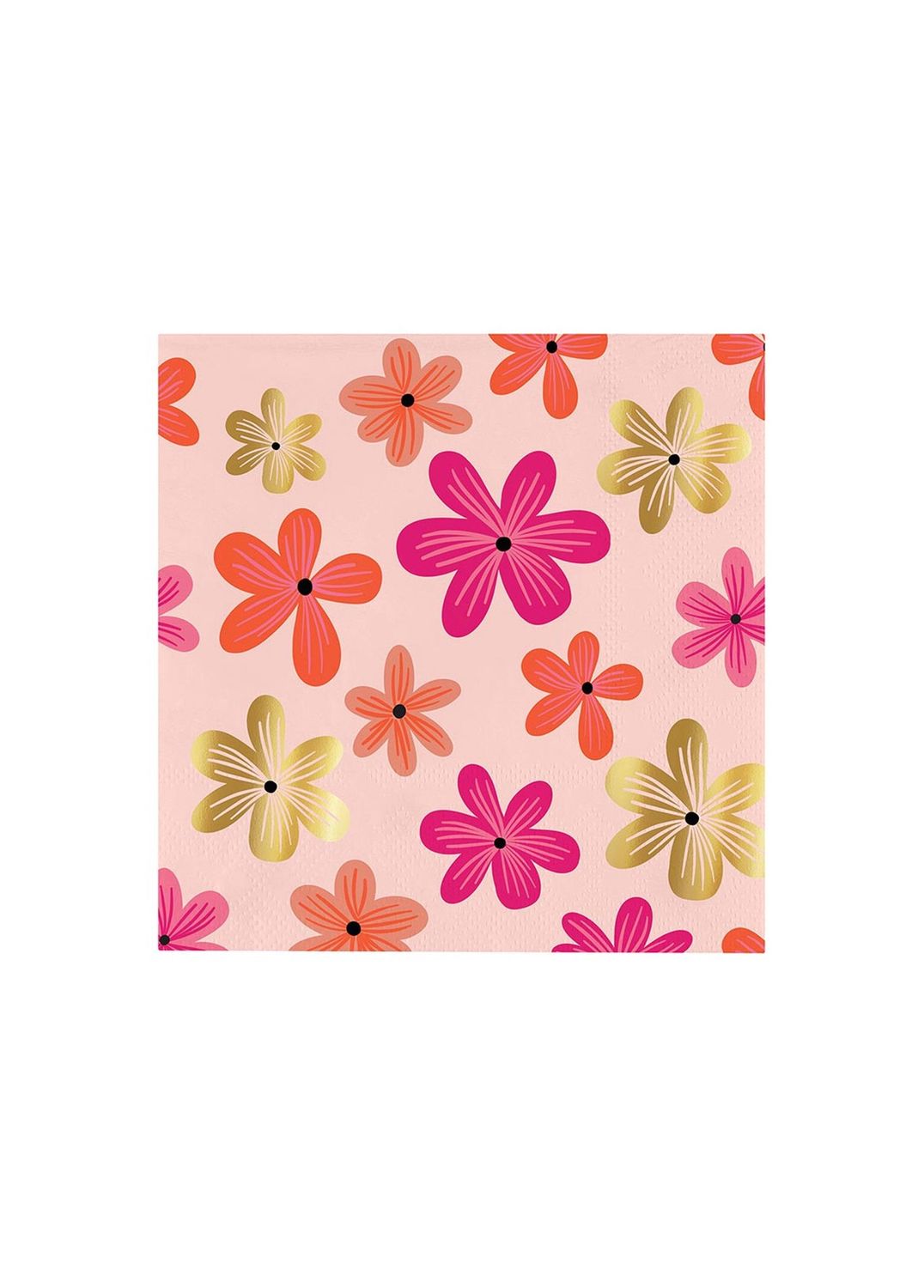 Floral With Gold Foil Beverage Napkins