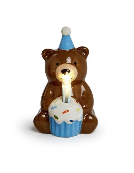 Birthday Bear LED Flameless Candle, Color: Blue