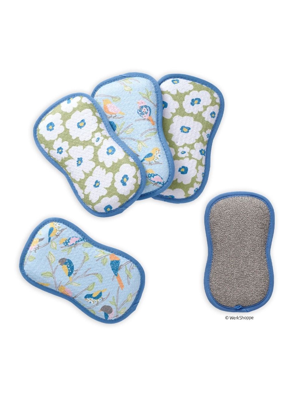 Floral Finch And Friends Reusable Scrubbie Set