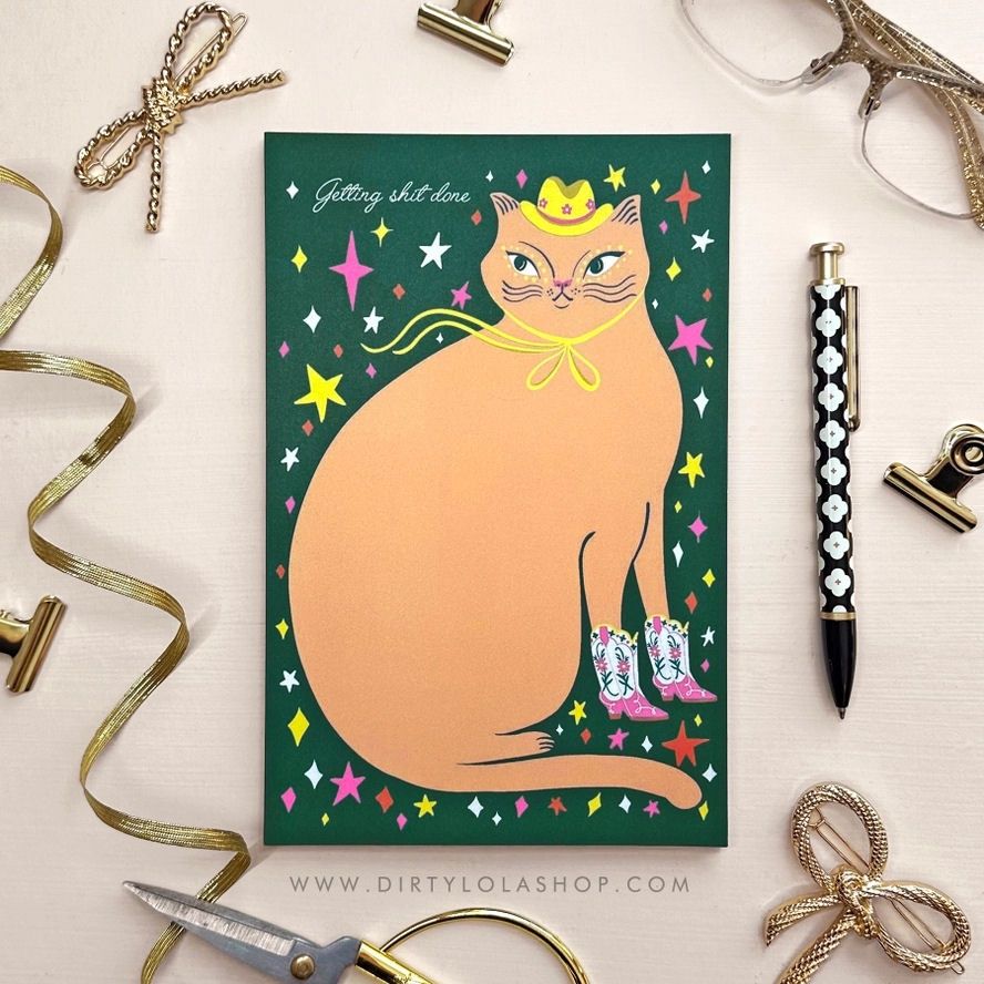 Yee Haw Cat Getting Shit Done Notepad
