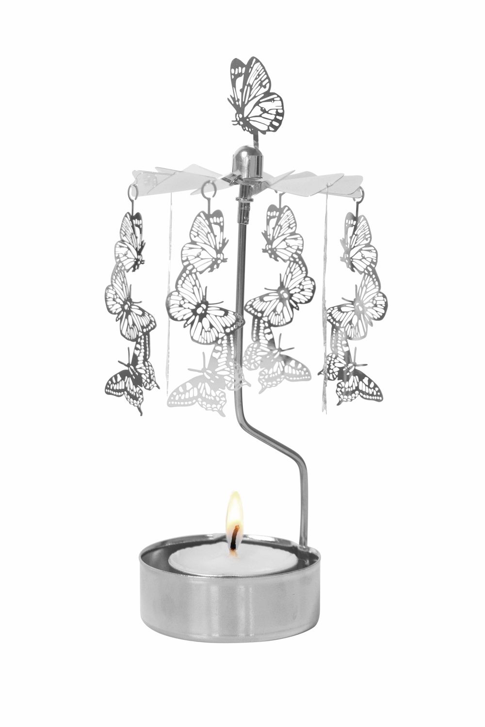Silver Butterfly Rotary Candleholder