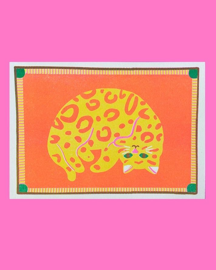 Bengal Cat A5 Risograph Print