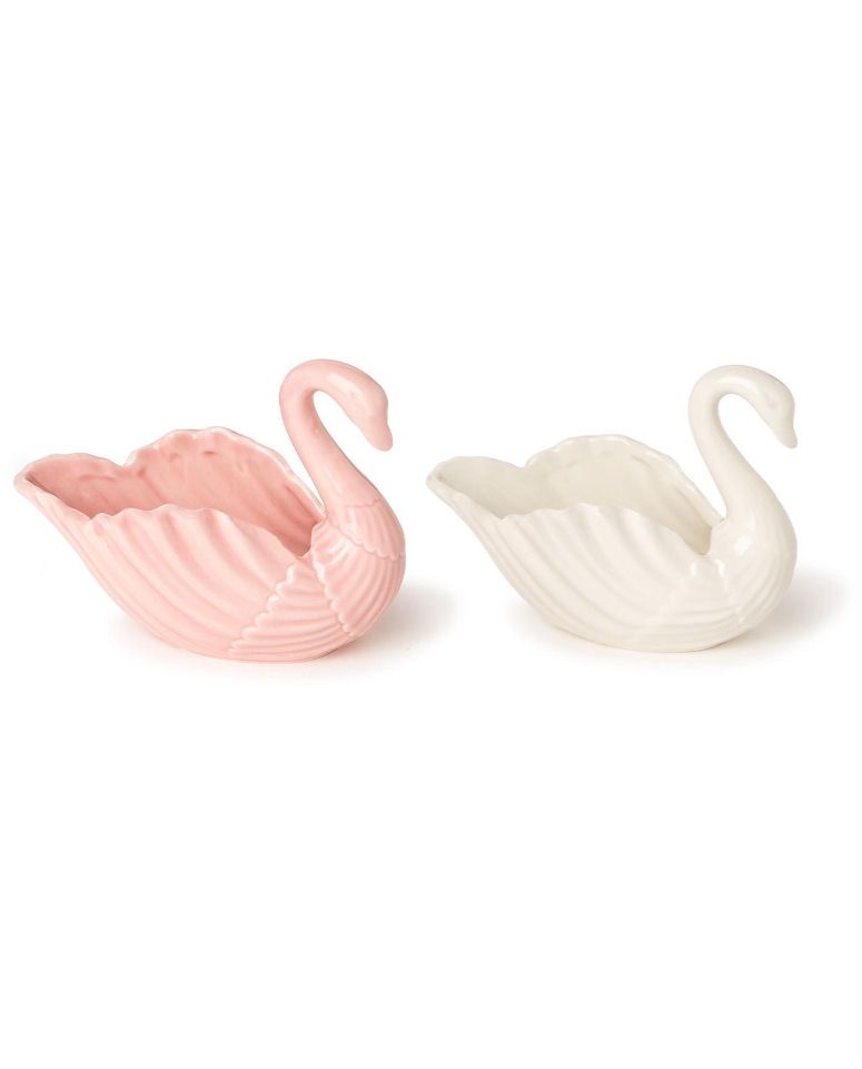 Ceramic Swan Ring Holder Trinket Bowl