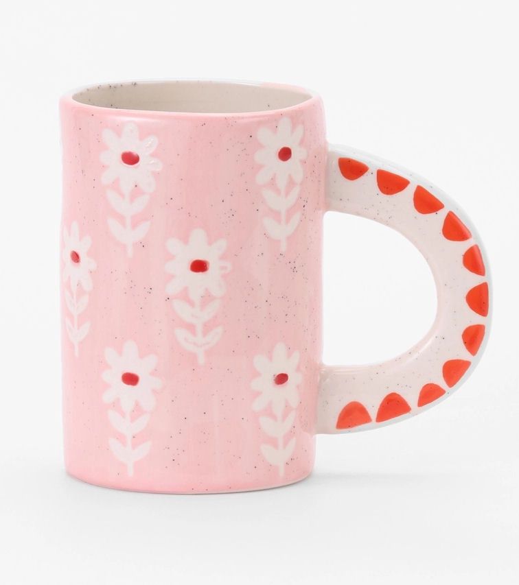 Ceramic Pink And White Tiny Flowers Mug