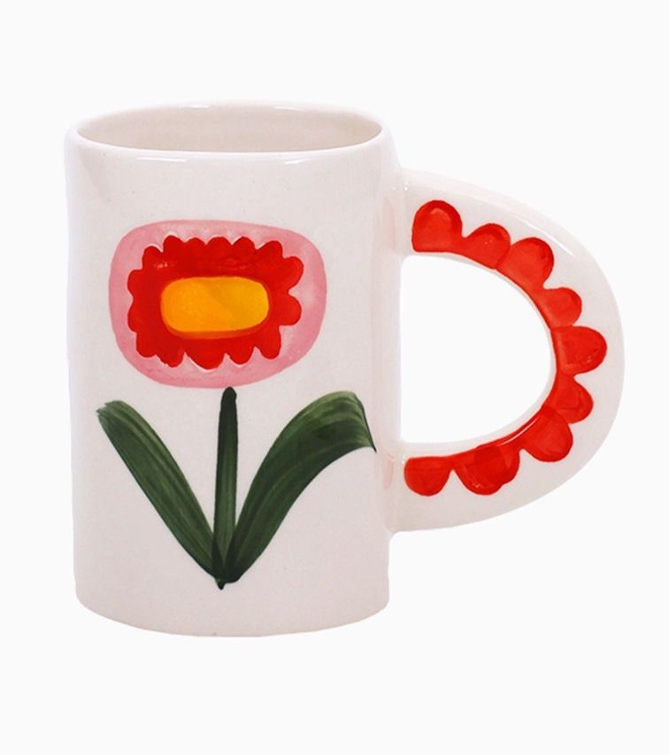 Ceramic Red And Pink Poppy Mug