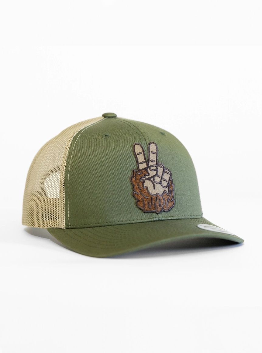 Sasquatch Bigfoot Peace Moss And Khaki Hat