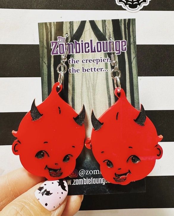 Kewpie Devil Acrylic Earrings